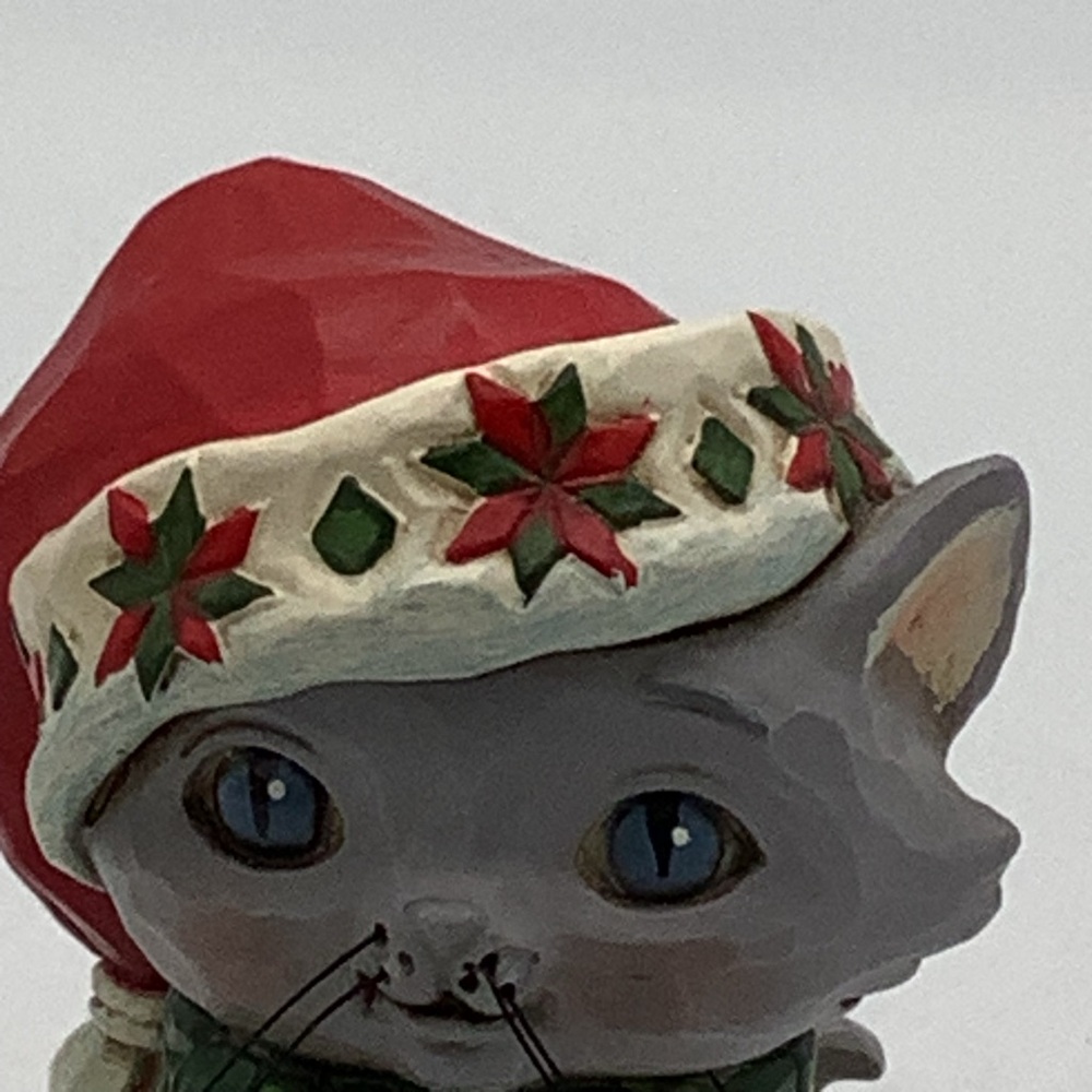 Jim Shore 2019 Mini Christmas Kitten Figurine with Red Santa Hat - Picture 2 of 12
